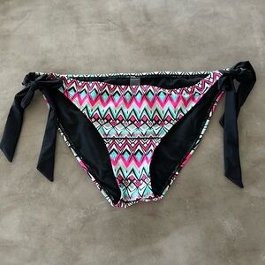 Women’s Swim Bikini Tie Bottom Size XXL, Geometric Bright Design